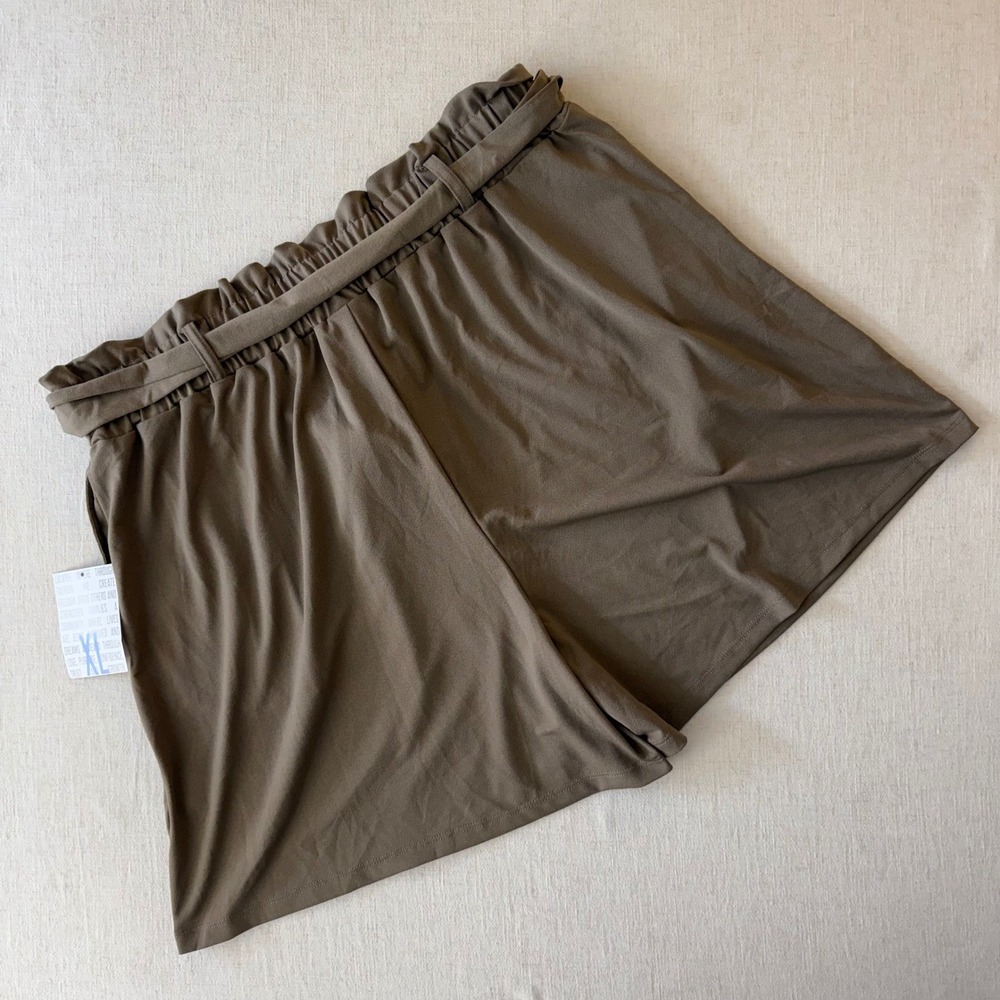 LuLaRoe Womens XL Taupe Brown Paperbag Waist Tie Front Shorts NWT - Picture 9 of 10